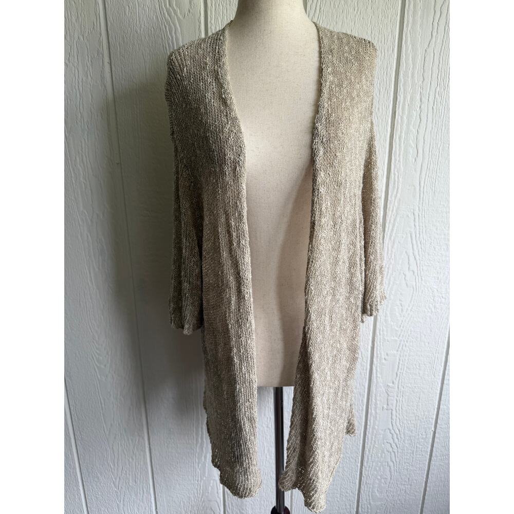 Eileen Fisher Linen Blend Italian Yard Open Front Cardigan, 2X